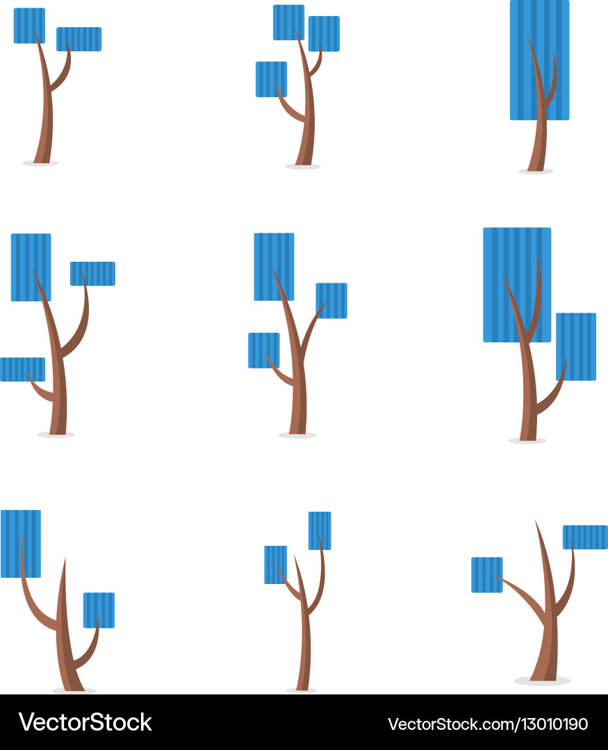 Flat of tree set collection vector image