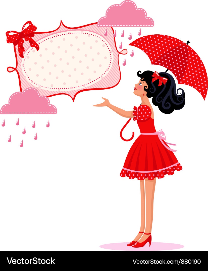 Girl in the rain vector image