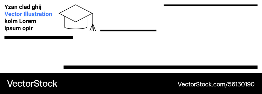 Graduation cap with text elements and horizontal Graduation cap with text elements and horizontal Vector Image