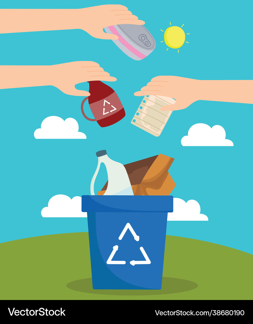 Hands and assorted garbage Vector Image