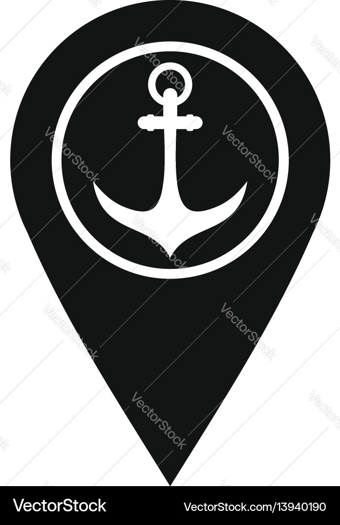 Map pointer with symbol anchor and sea port icon Vector Image