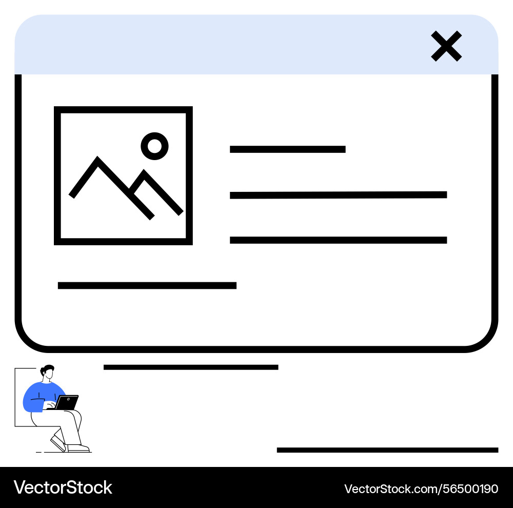 Minimalist user interface concept with man working Minimalist user interface concept with man working vector image