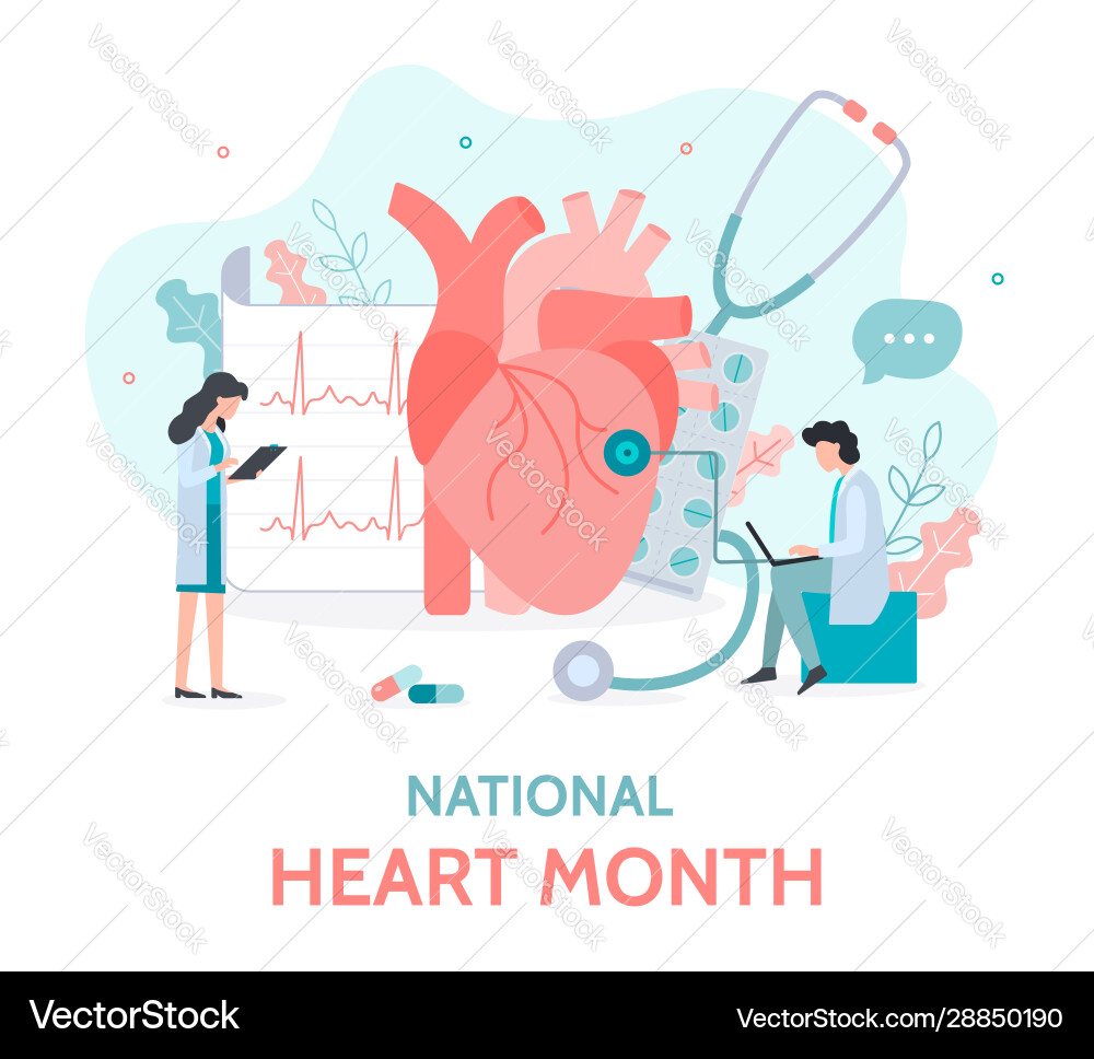 National heart month banner Vector Image