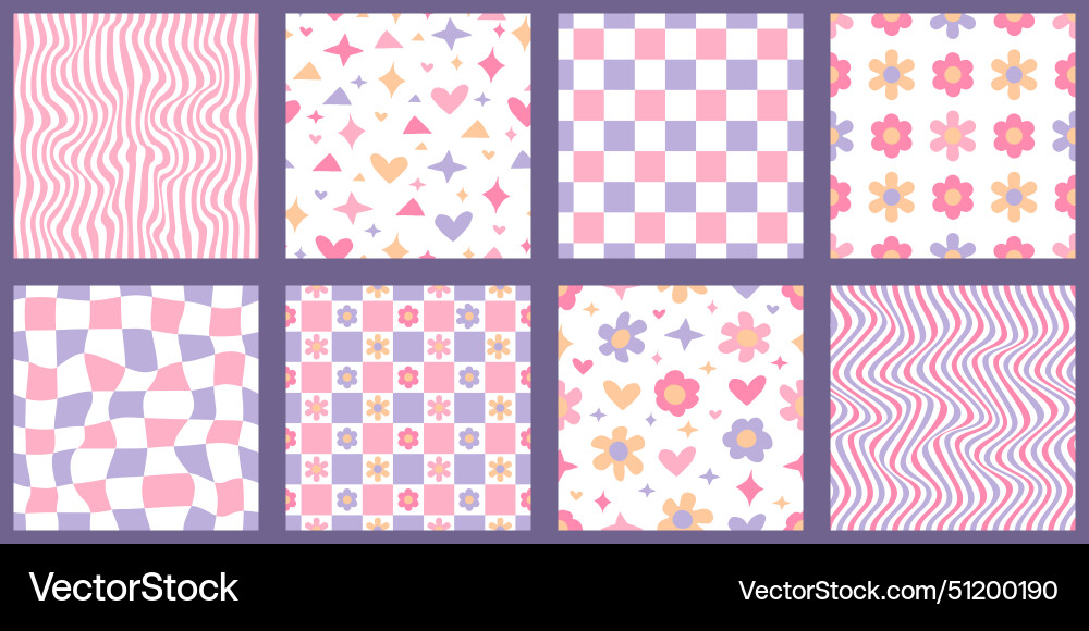 Retro checkered seamless pattern set colorful Vector Image