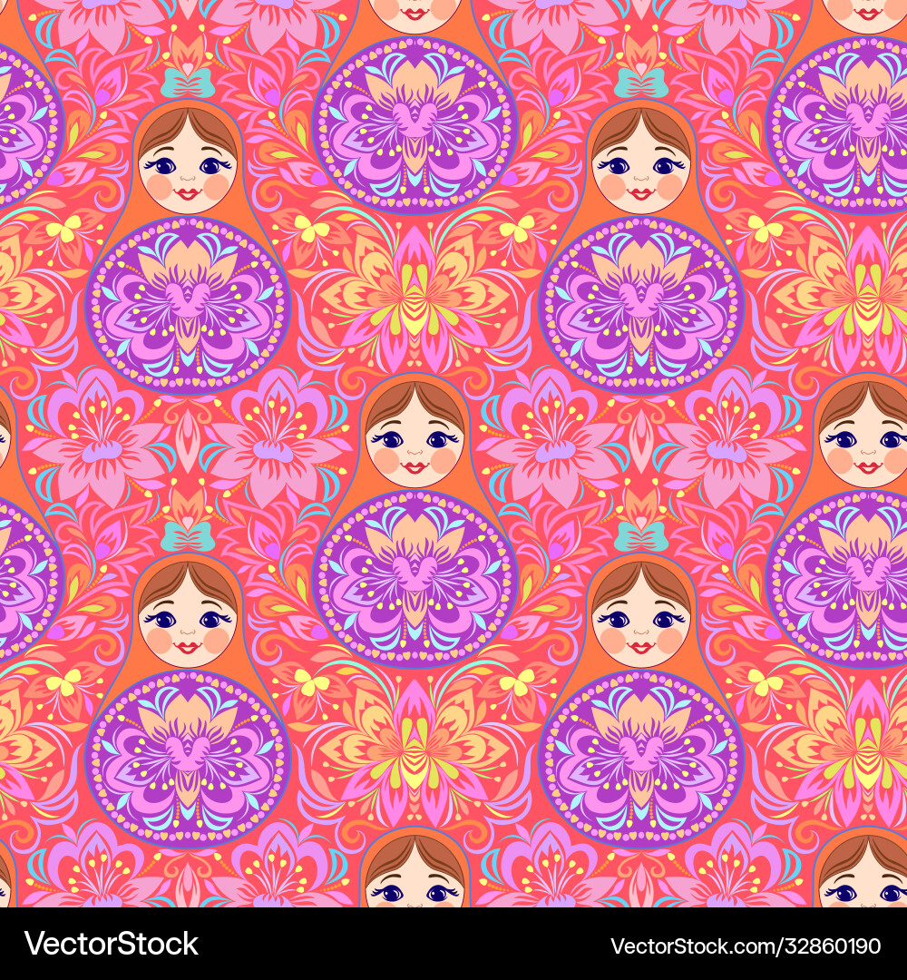 Seamless colorful pattern with nesting dolls Seamless colorful pattern with nesting dolls Vector Image