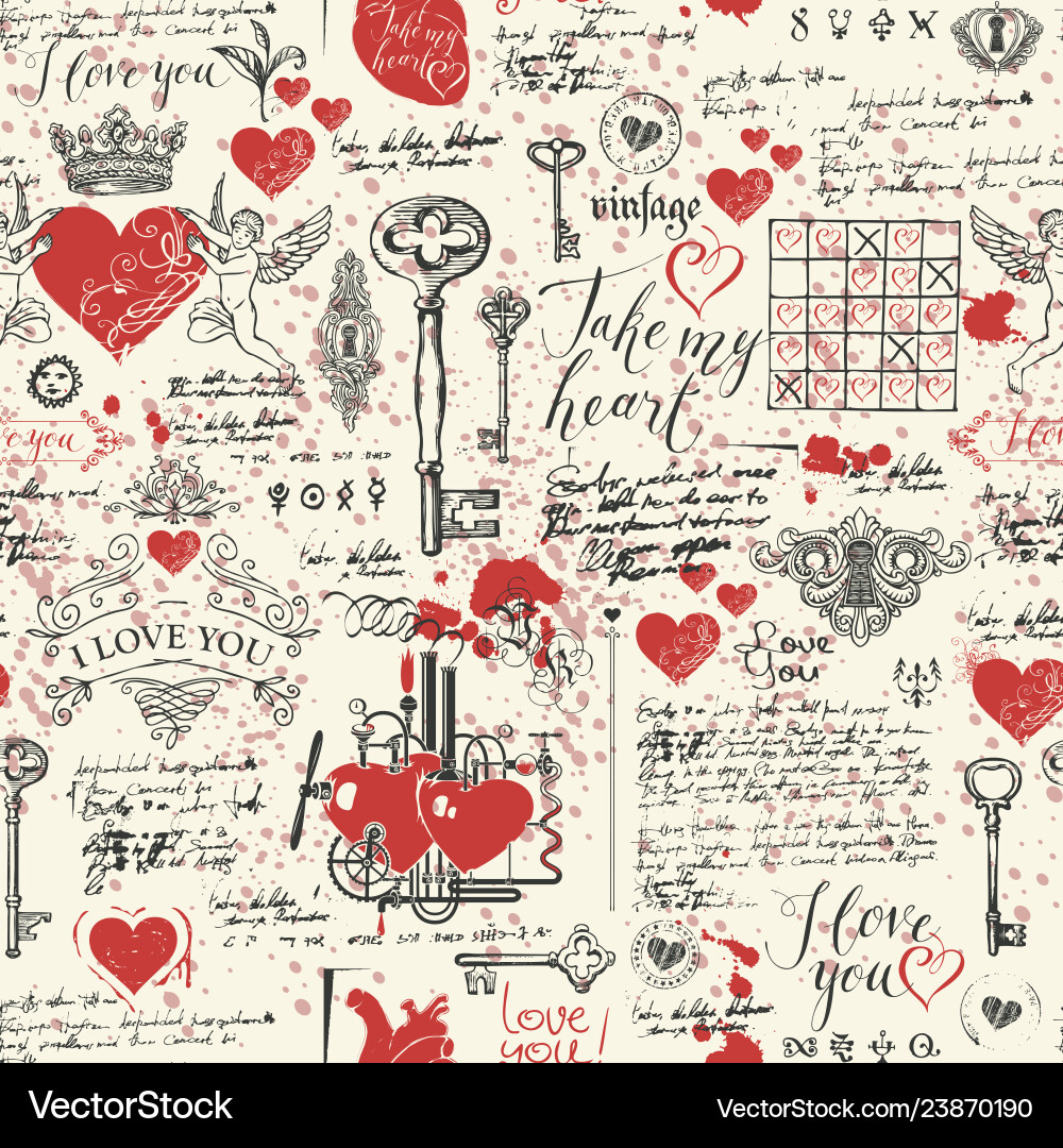 Seamless pattern on theme of declaration love Seamless pattern on theme of declaration love vector image