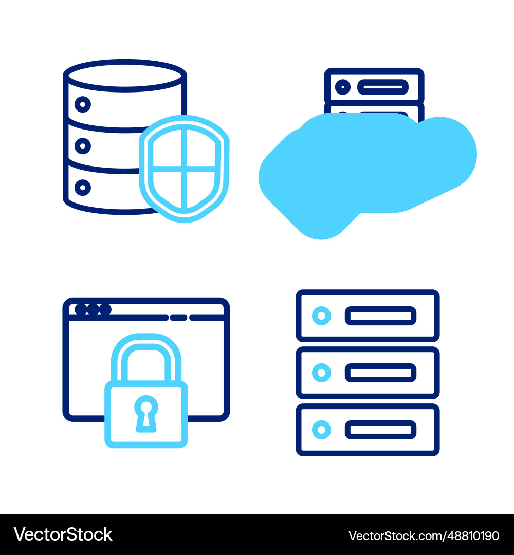 Set line server data web hosting secure Set line server data web hosting secure vector image