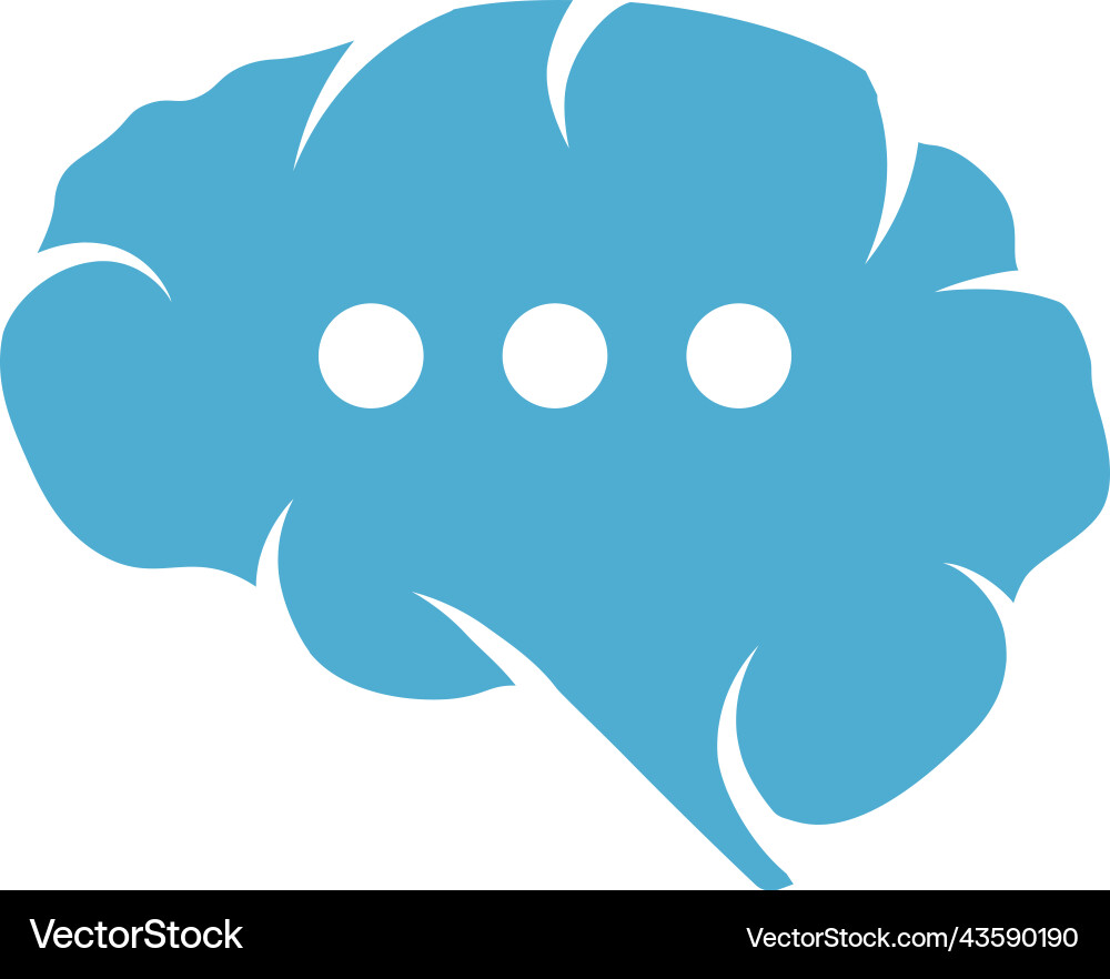 Three dots in brain icon neural science symbol Three dots in brain icon neural science symbol vector image