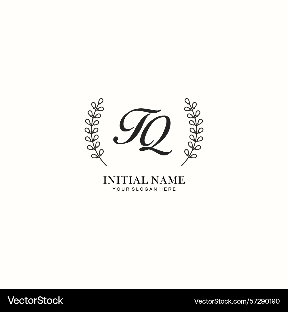 Tq initial logo templates with botanical elements Vector Image