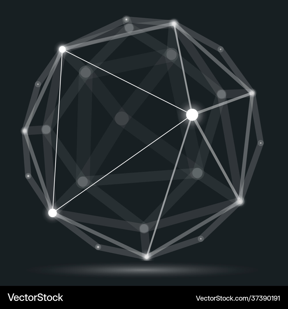 Abstract 3d mesh sphere dots connected Abstract 3d mesh sphere dots connected Vector Image