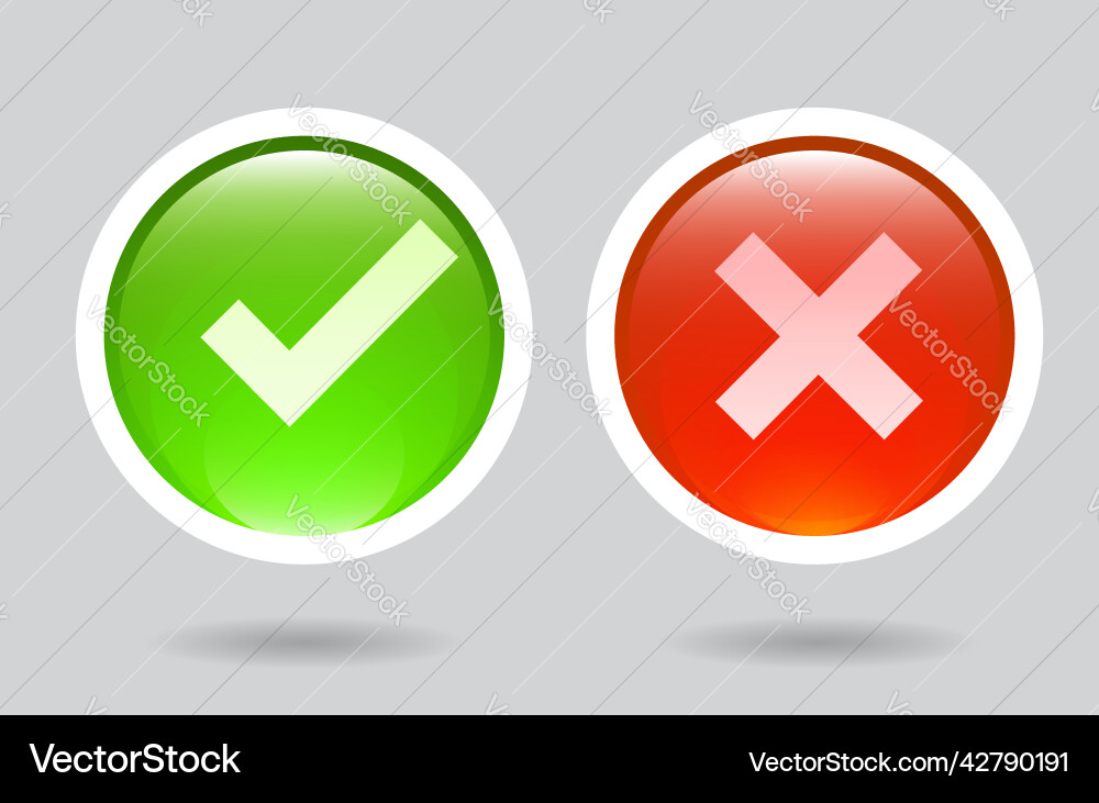 Approve or accept and reject buttons vector image