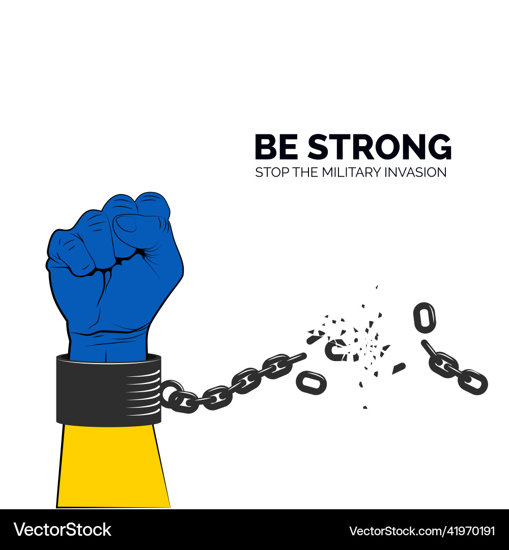 Arm in ukrainian national flag colors breaks Arm in ukrainian national flag colors breaks vector image