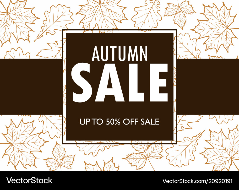 Autumn sale banner template with outline leaves Autumn sale banner template with outline leaves vector image