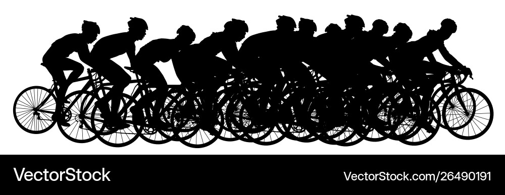 Bicyclisten im Rennen Reiten ein Fahrrad Silhouette Bicyclisten im Rennen Reiten ein Fahrrad Silhouette vektorbild