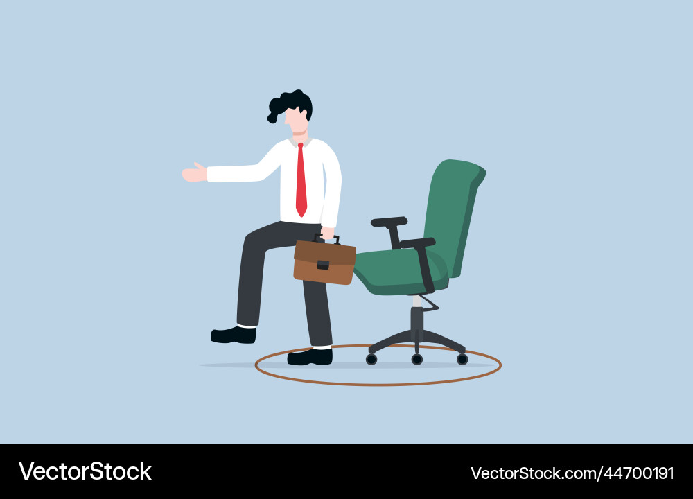 Businessman step out of circle around office chair Vector Image