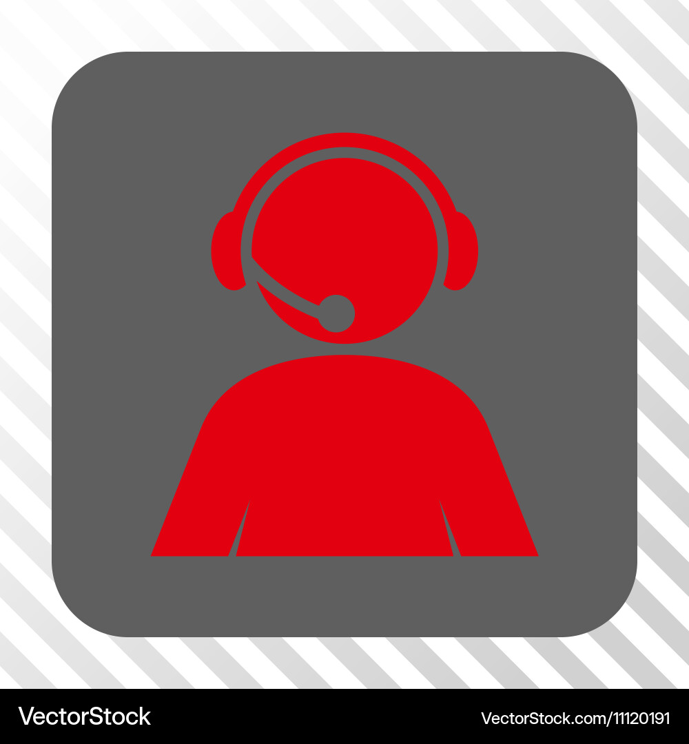 Call center operator rounded square button vector image