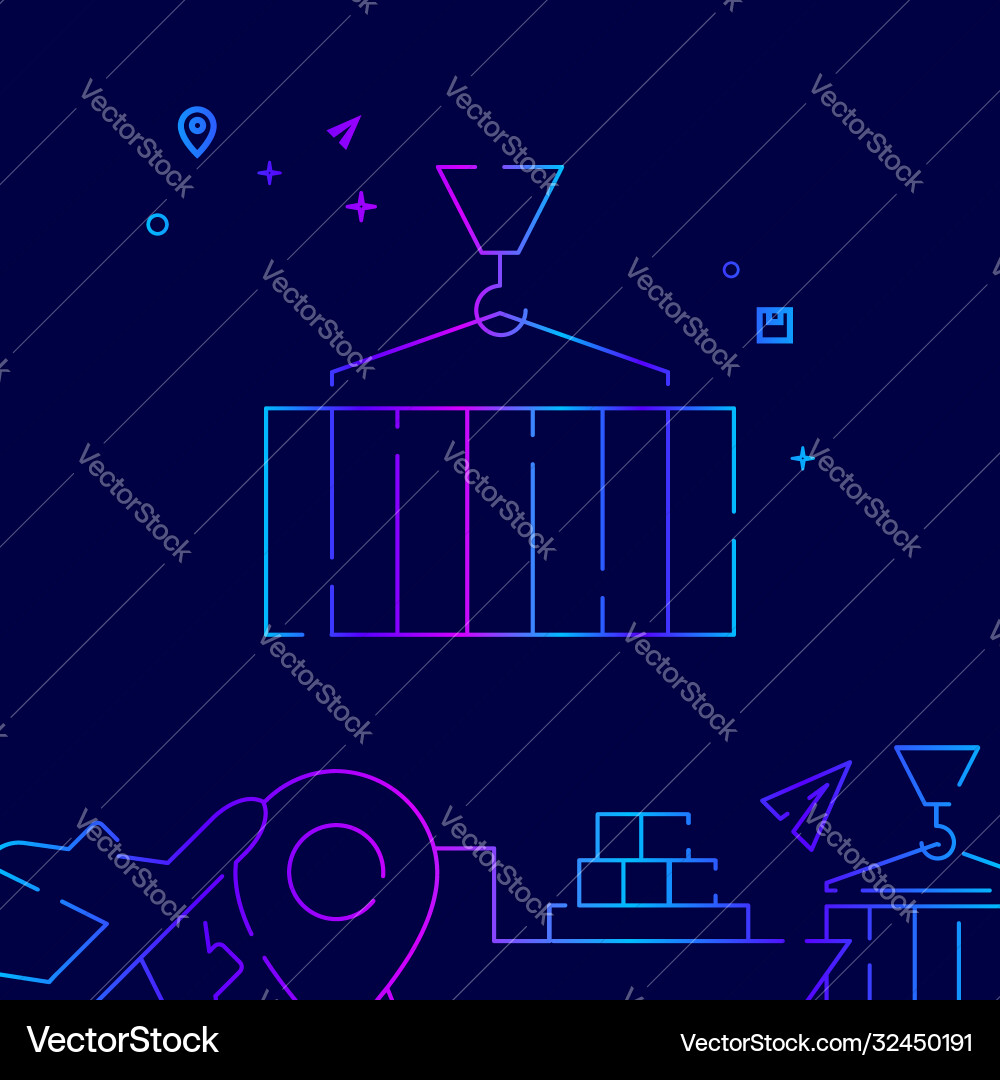 Cargo container loading line icon symbol Cargo container loading line icon symbol Vector Image