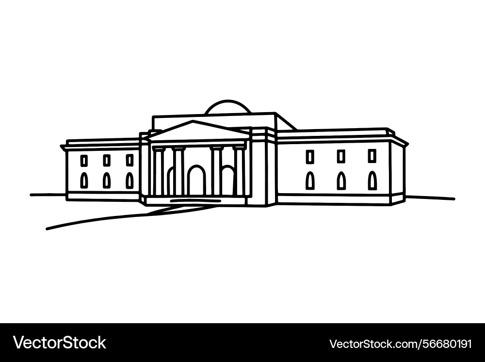 Classical building continuous line draw full Classical building continuous line draw full vector image