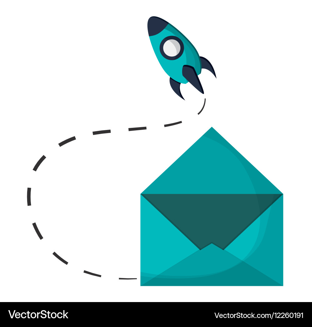 Email envelope open rocket startup vector image