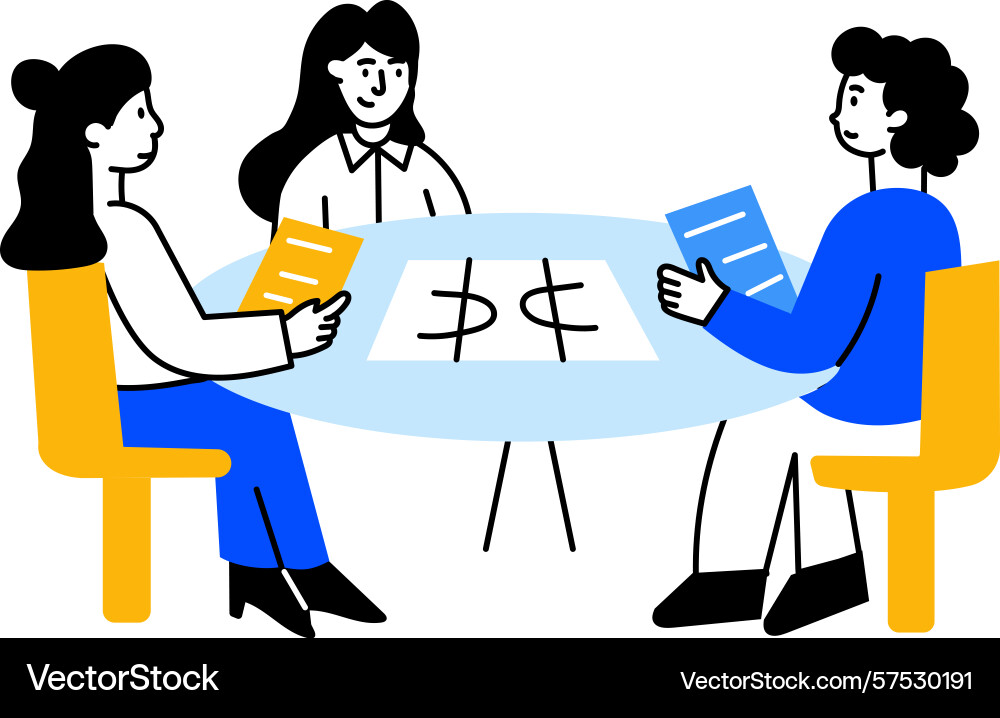 Flat style showing team having a grou Vector Image