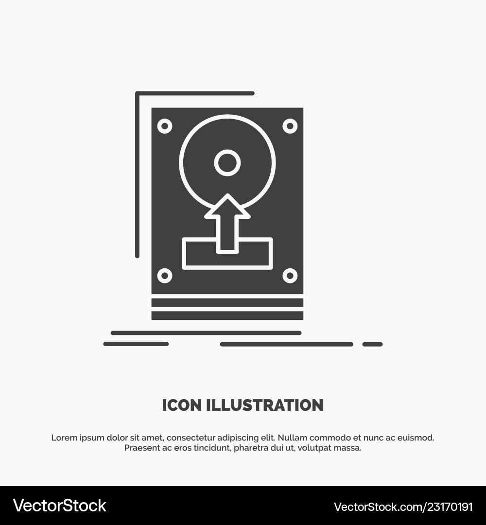 Install drive hdd save upload icon glyph gray Install drive hdd save upload icon glyph gray vector image