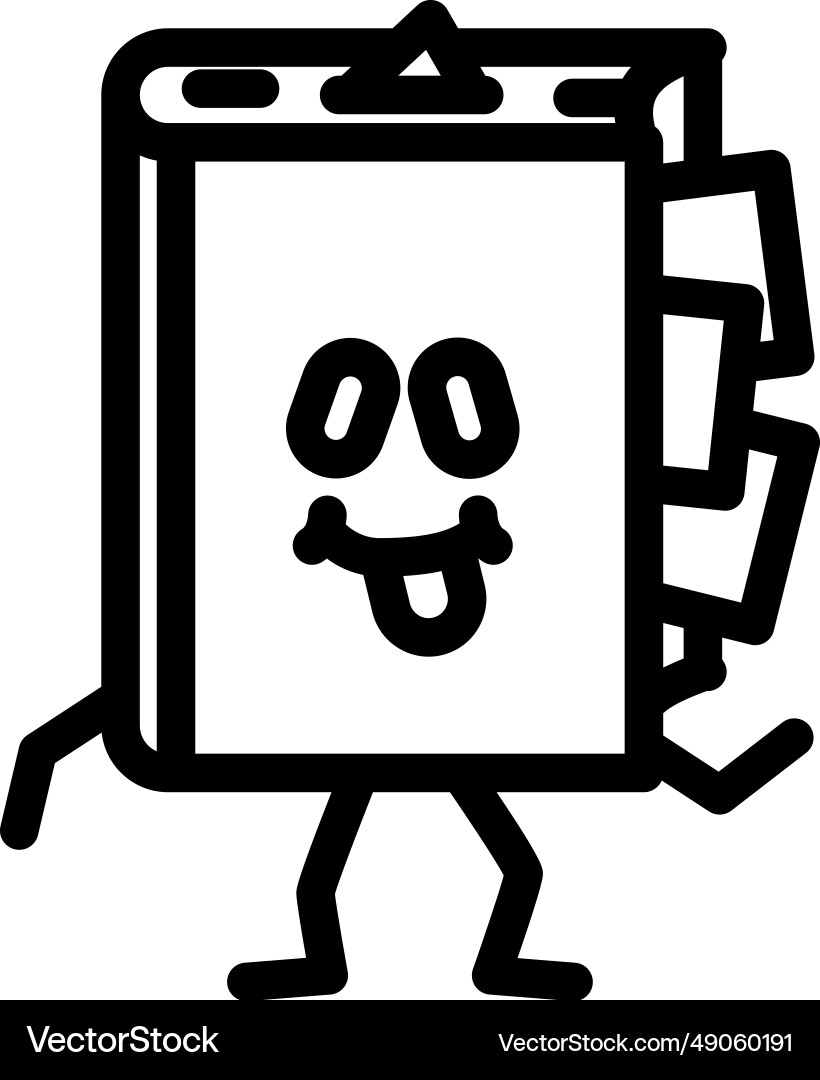 Knowledge book character line icon Vector Image