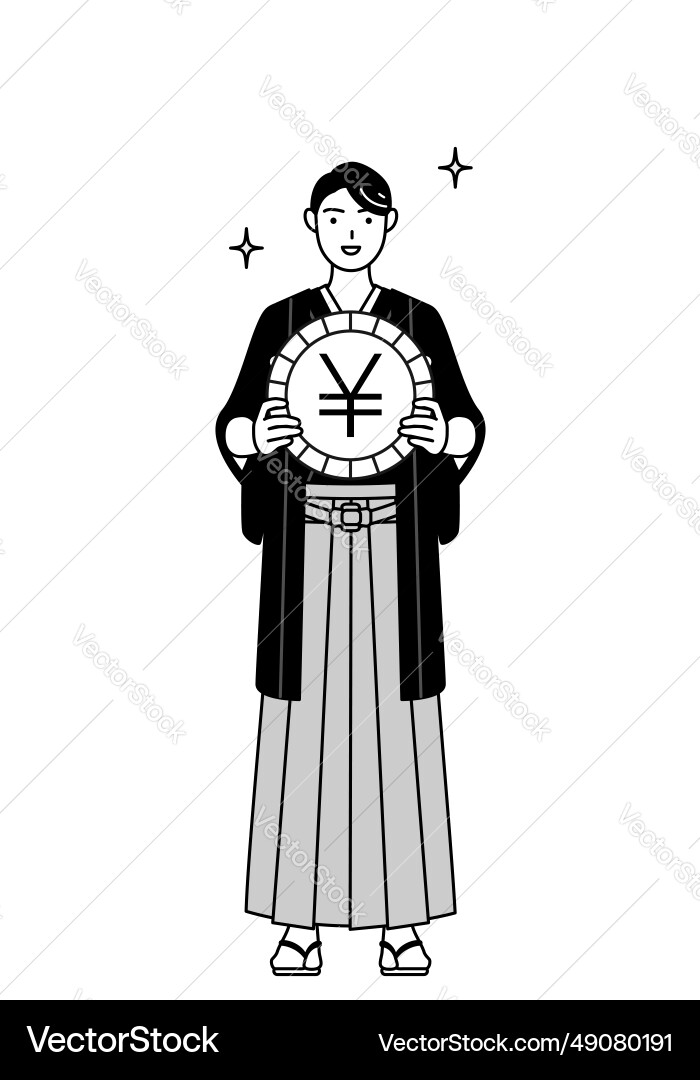 Man wearing hakama with crest an image of foreign Man wearing hakama with crest an image of foreign Vector Image
