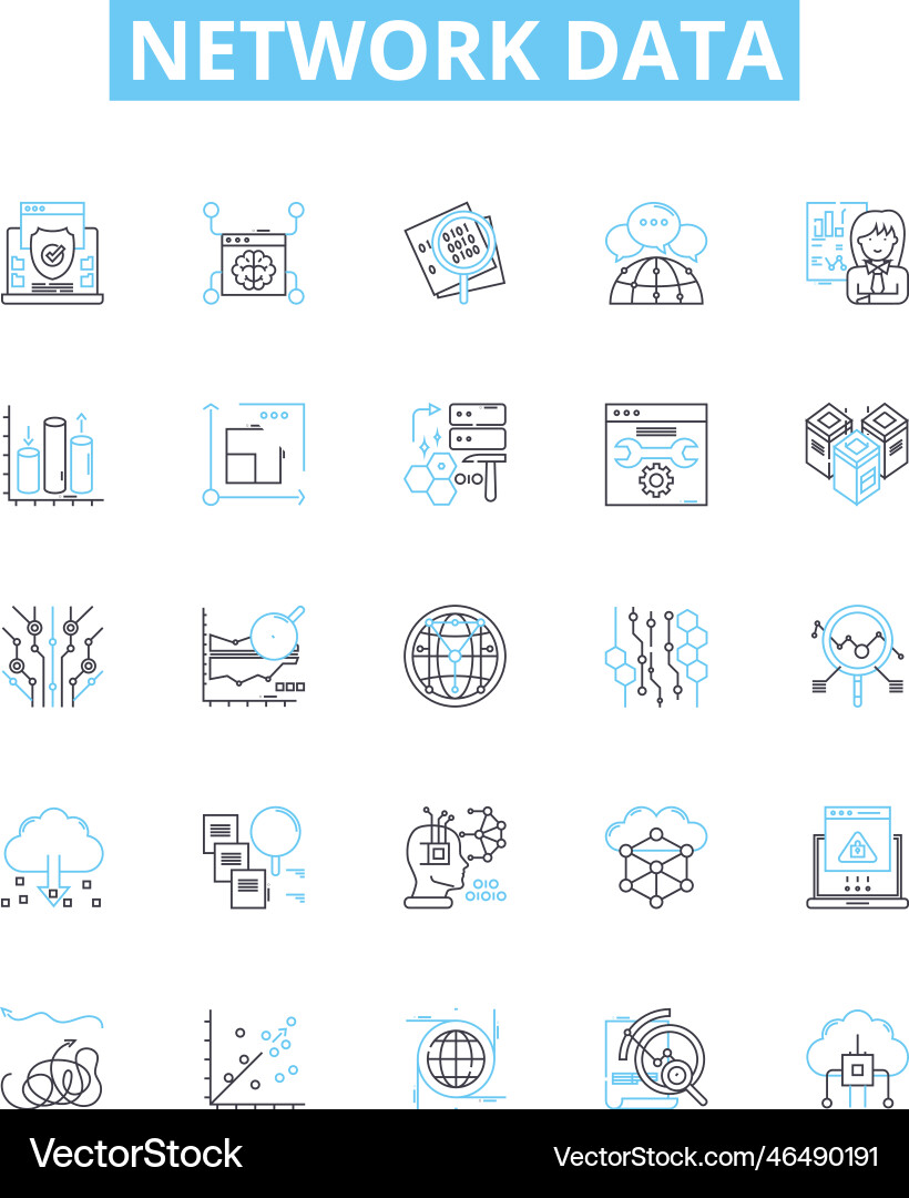 Network data line icons set networking Network data line icons set networking vector image