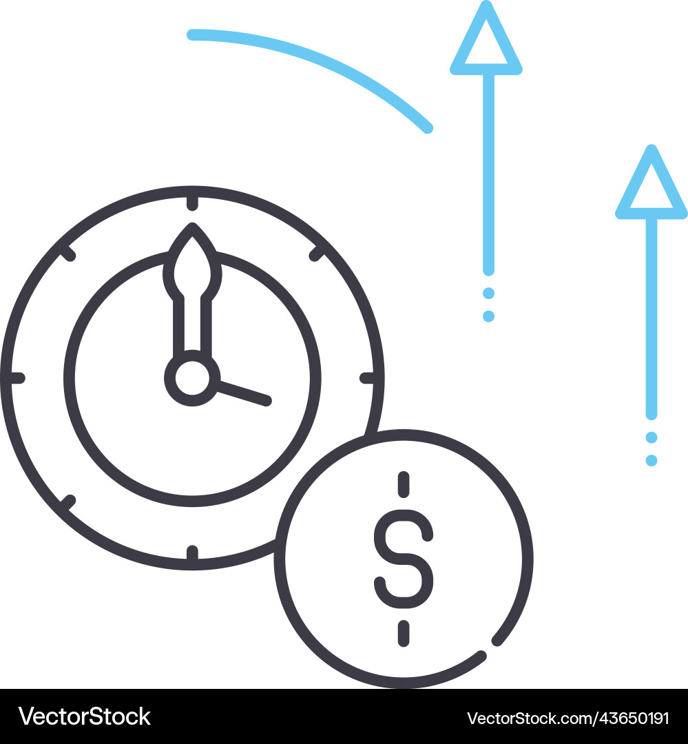 Performance through time line icon outline symbol Performance through time line icon outline symbol Vector Image