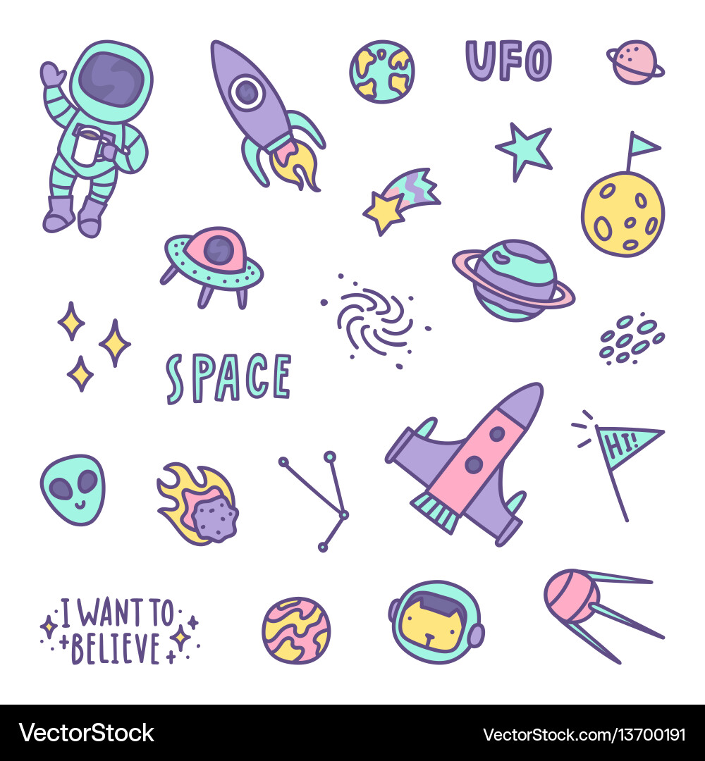 Set of space objects Set of space objects vector image