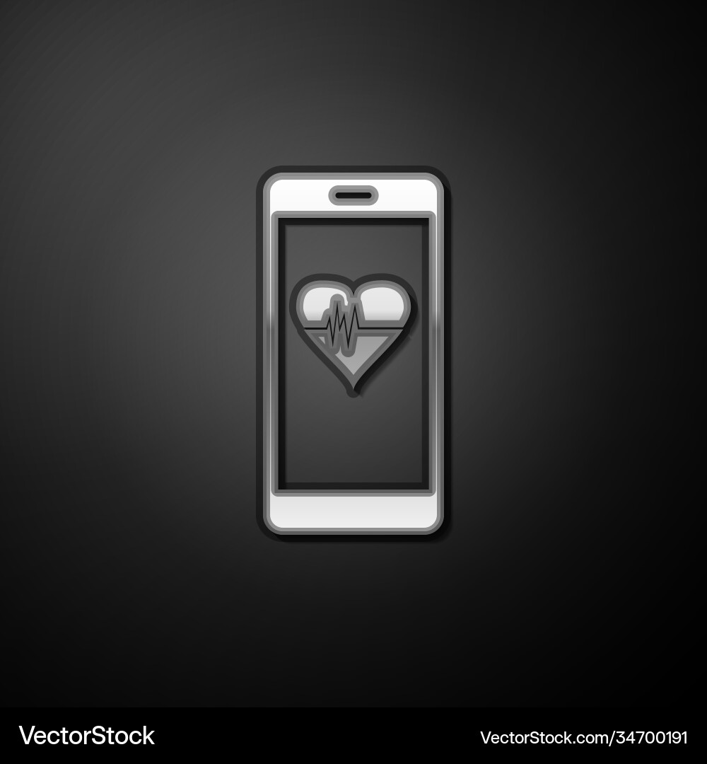 Silver smartphone with heart rate monitor function Silver smartphone with heart rate monitor function vector image