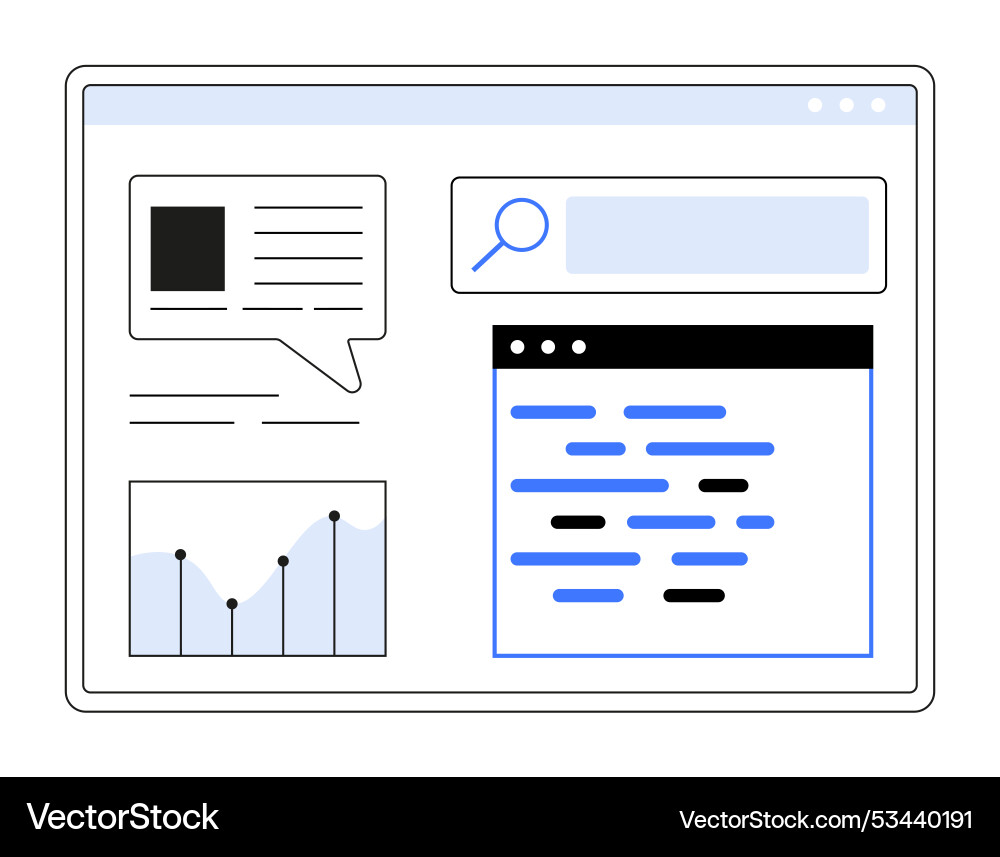 Simplified web analytics and coding interface Simplified web analytics and coding interface vector image