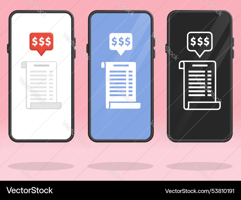 Smartphone invoice price notice expensive dollar Smartphone invoice price notice expensive dollar vector image