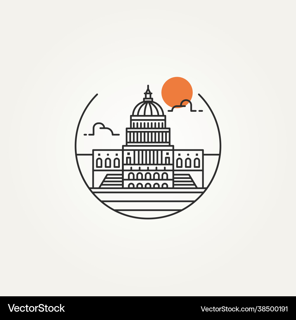 Washington capitol minimalistische Linie Kunst-Icon-Logo Washington capitol minimalistische Linie Kunst-Icon-Logo vektorbild