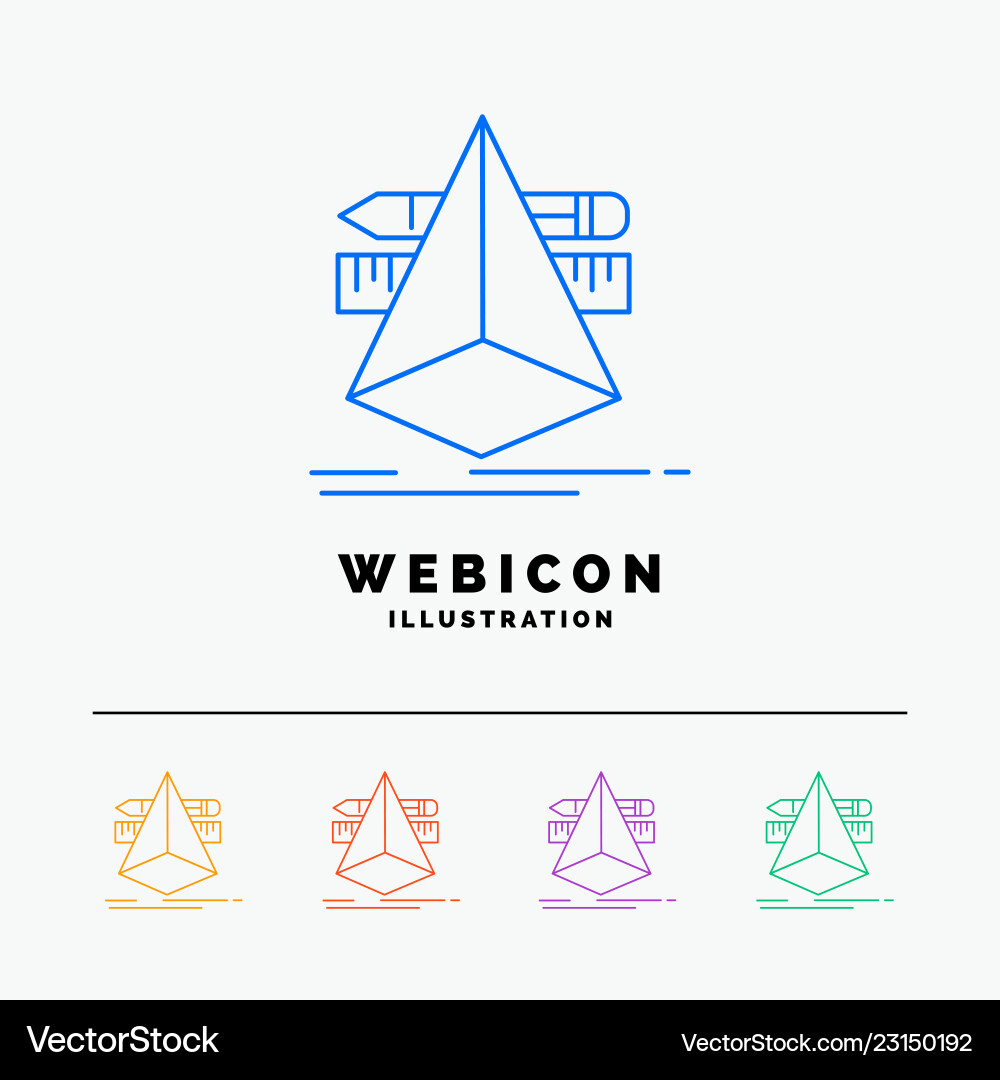 3d design designer sketch tools 5 color line web 3d design designer sketch tools 5 color line web vector image