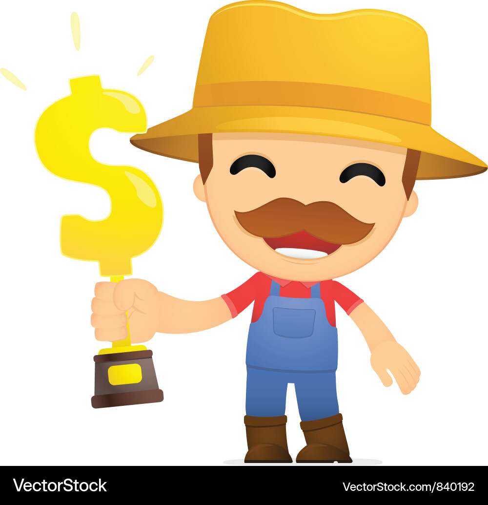 Cheerful Cartoon Farmer Vector Image