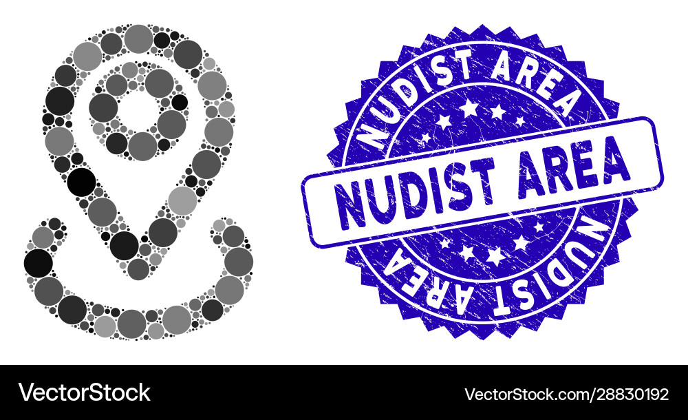 Collage location icon with scratched nudist area Collage location icon with scratched nudist area vector image