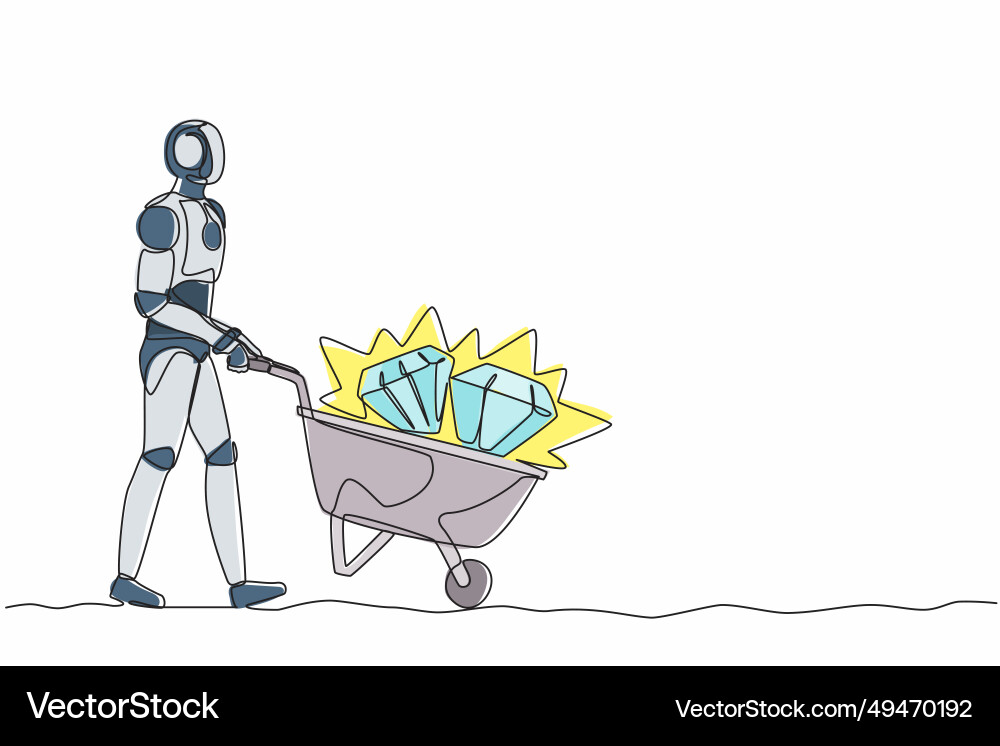 Continuous one line drawing robot walking Continuous one line drawing robot walking vector image