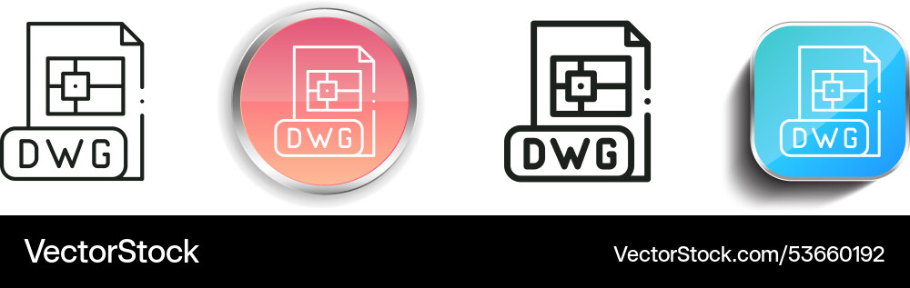 Dwg icon thin linear regular and button style Vector Image