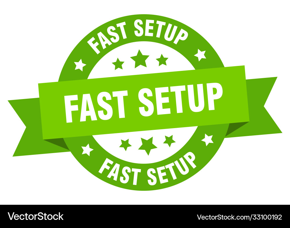 Fast setup round ribbon isolated label vector image