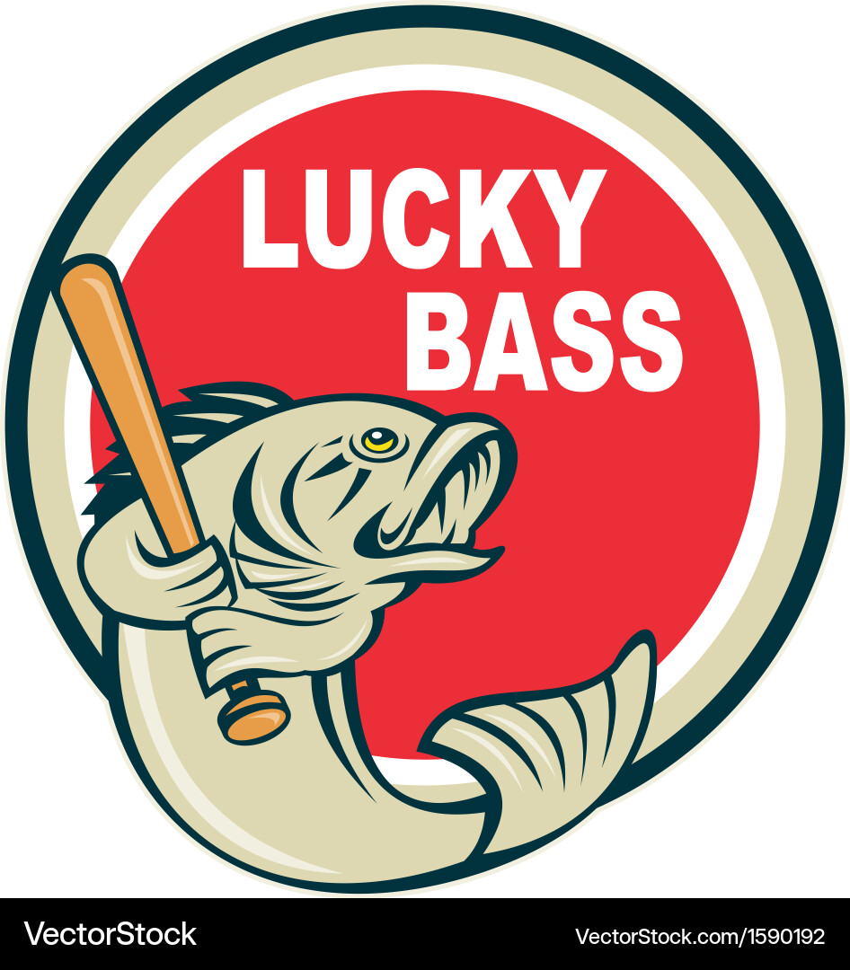 Lucky Bass with Baseball Bat Vector Image