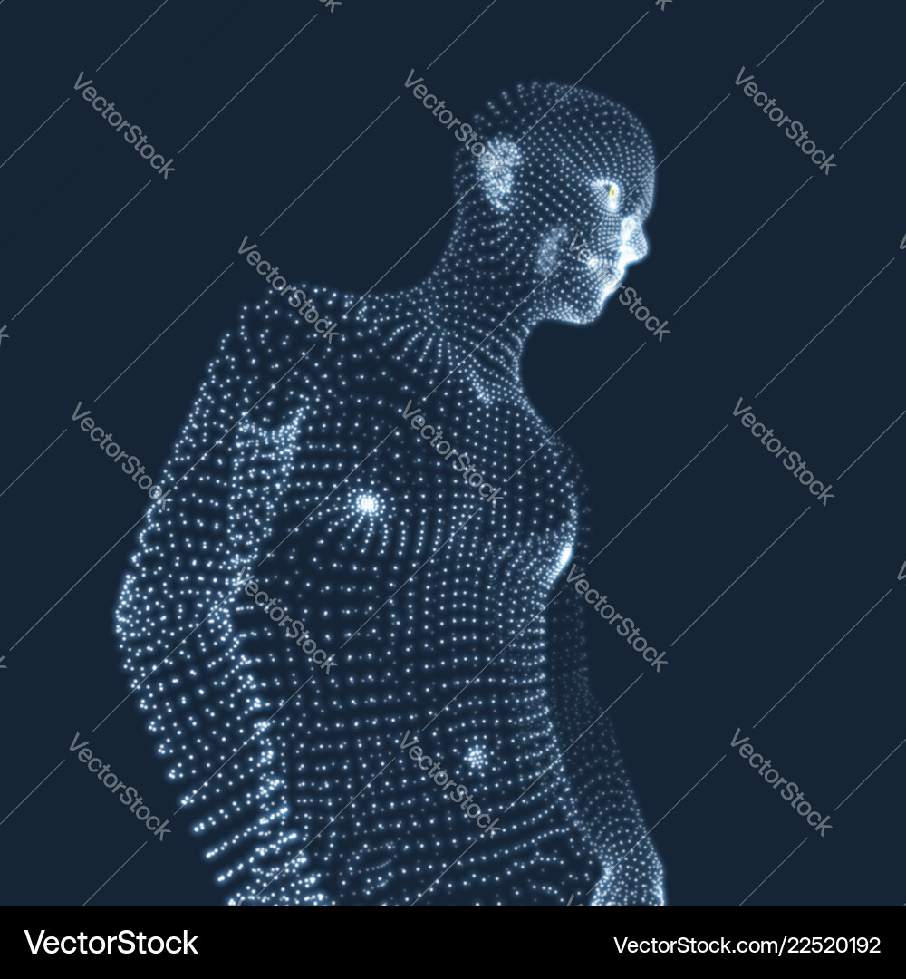 Man in a thinker pose 3d model of geometric Man in a thinker pose 3d model of geometric vector image