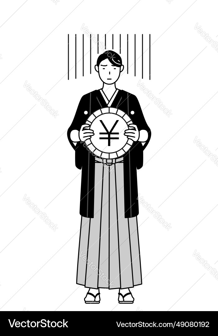 Man wearing hakama with crest an image Man wearing hakama with crest an image Vector Image