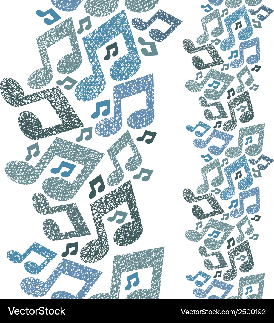 Music theme seamless pattern with notes vertical vector image