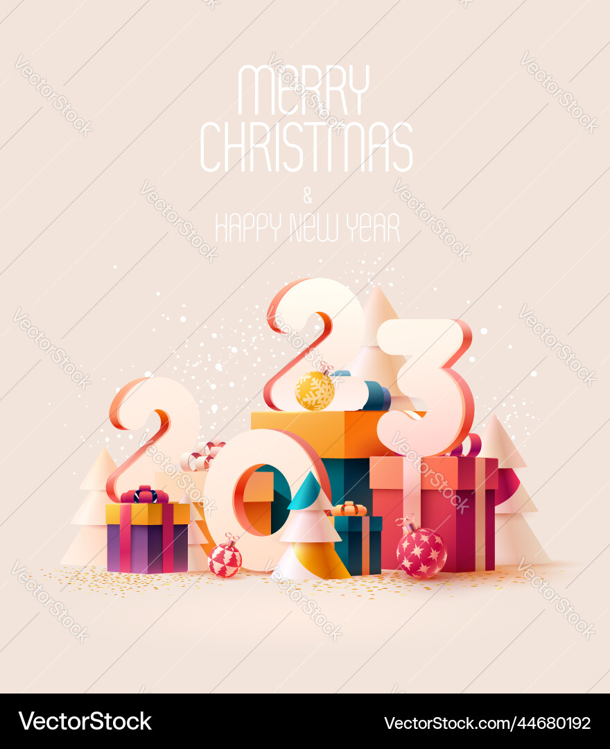 New year poster 2023 greeting card design New year poster 2023 greeting card design vector image