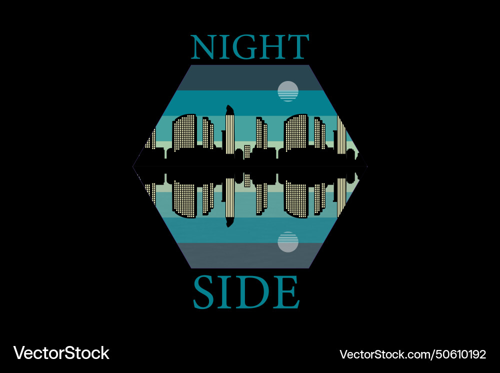 Night side t shirt design landscape Night side t shirt design landscape vector image