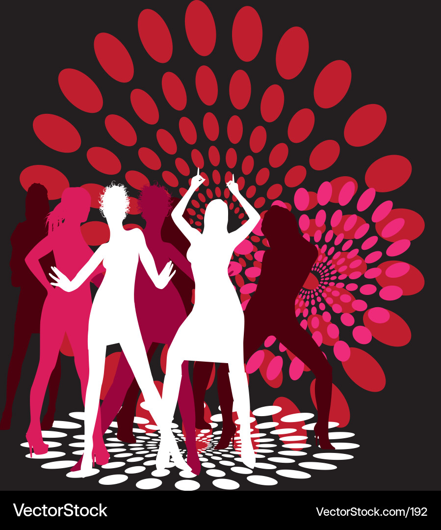 Nighttime Dance Party Silhouettes Vector Image