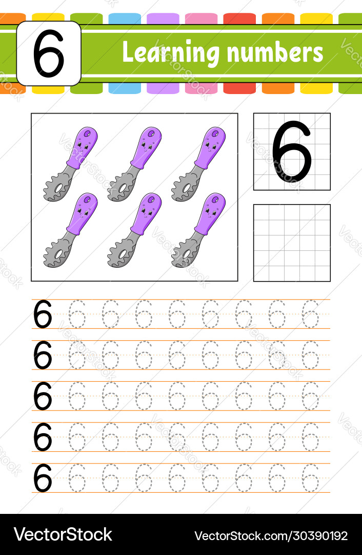 Number 6 trace and write handwriting practice Number 6 trace and write handwriting practice vector image