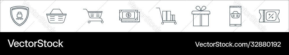 Online shopping line icons linear set quality Online shopping line icons linear set quality vector image
