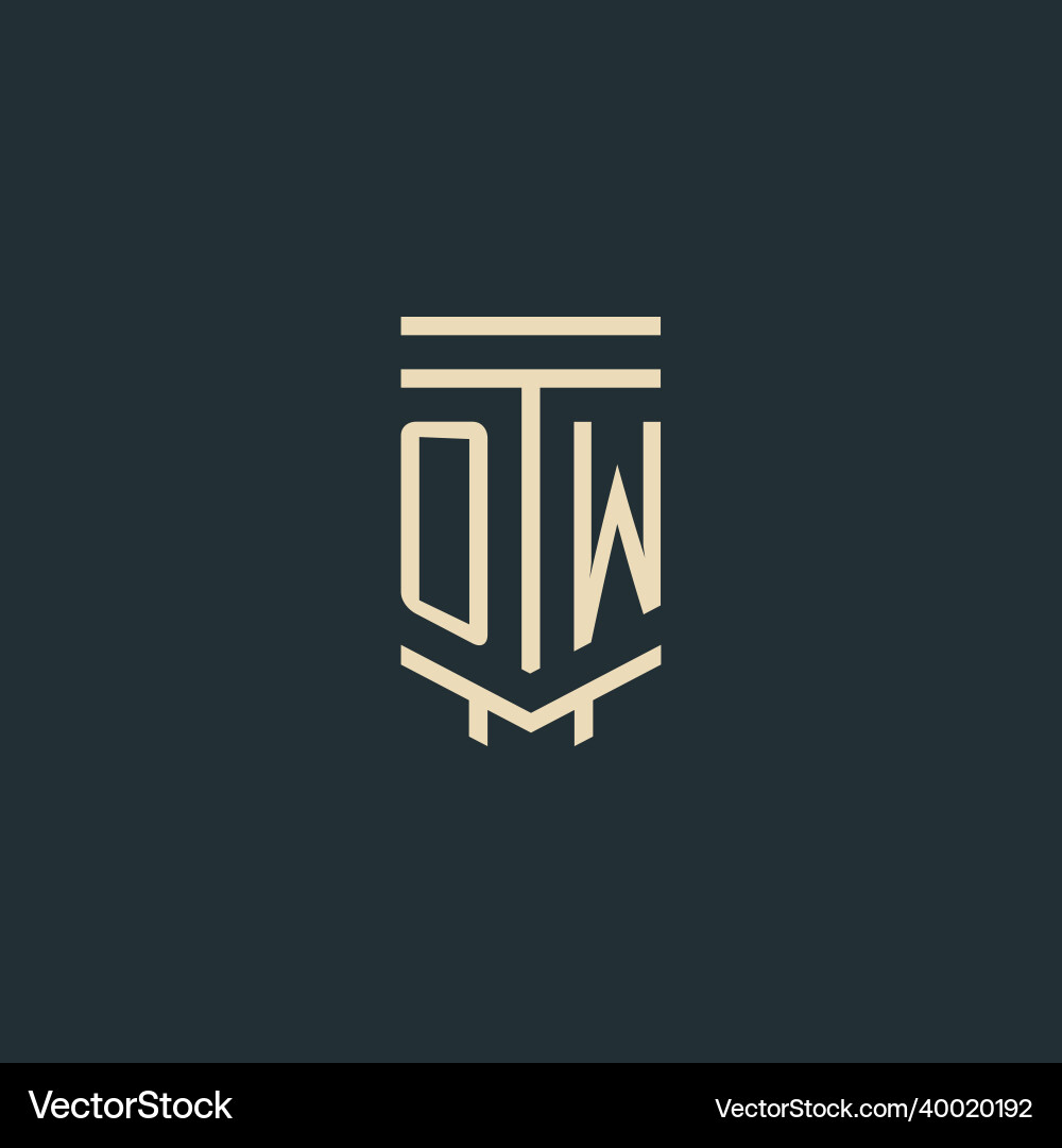 Ow initial monogram with simple line art pillar Ow initial monogram with simple line art pillar Vector Image